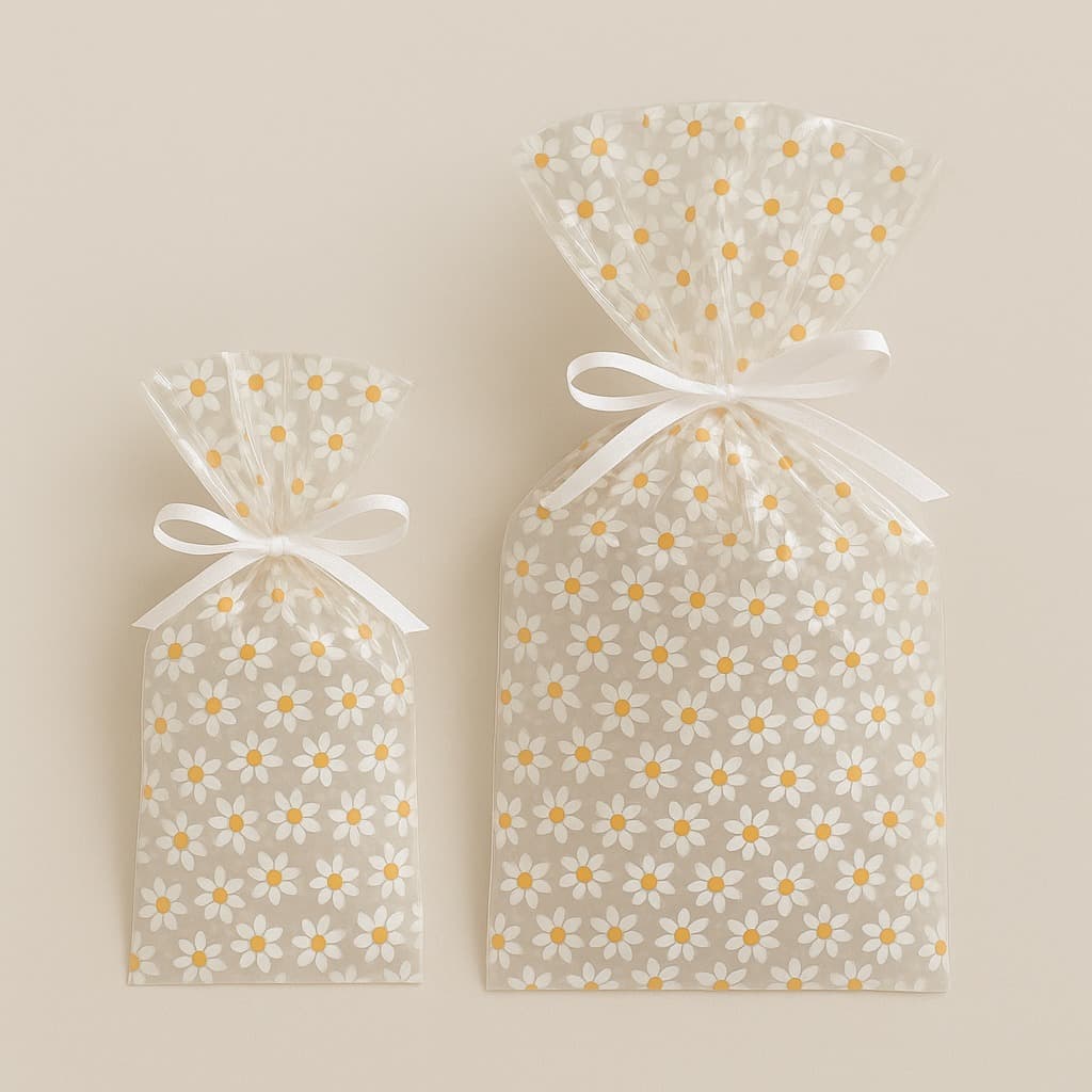 50 Saco celopoli plástico estampado jardim margaridinha primavera decorado