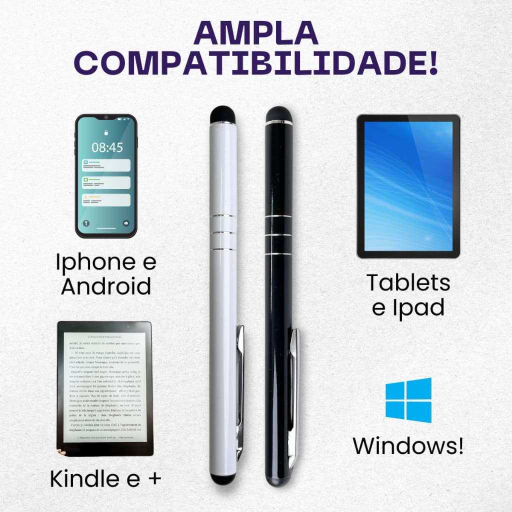 Caneta Touch Ergonomica Digital Em Metal Para Celular Tablet Escrita Precisa e Toque Sensível