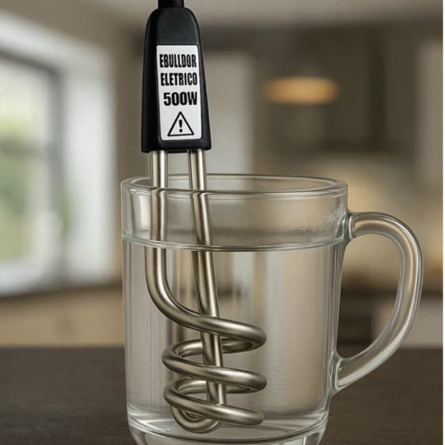 Ebulidor Elétrico Rabo Quente Portátil Ferve Agua Rápido Compacto e Seguro 110V 220V Camping