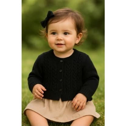 Casaco Cardigan para Bebê Blusa com botão de Tricô Infantil