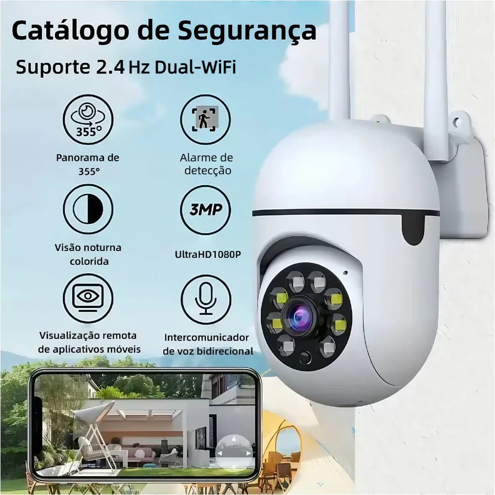 Câmera de Segurança Infravermelho À Prova D'água 1080P