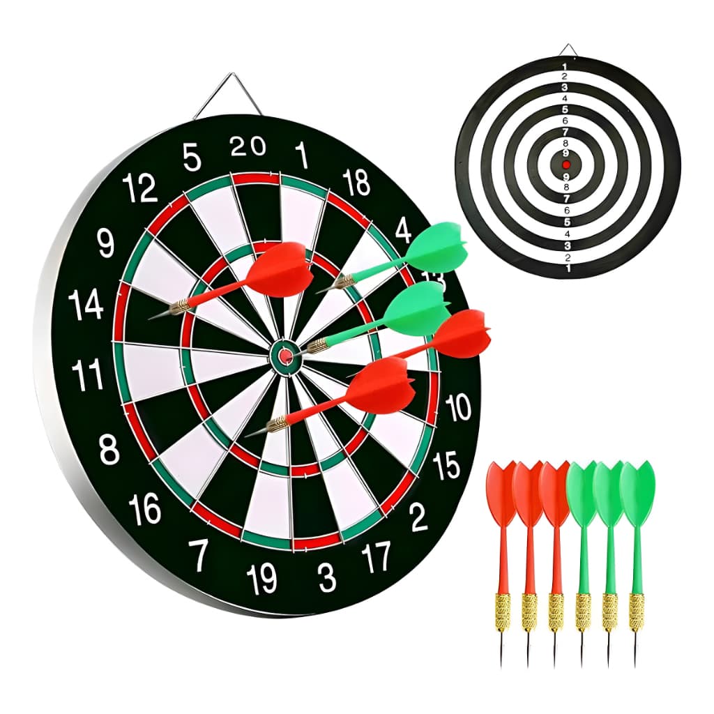 Jogo De Dardos 2 Em 1 Alvo Duplo 30cm Com 4 Dardos