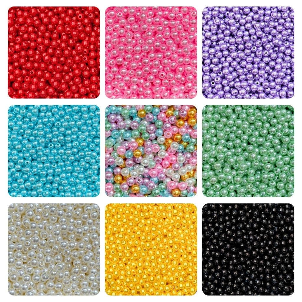 Pérola 6mm ABS 100 Unidades Miçanga Inteira Furo Passante Artesanato Bijuteria