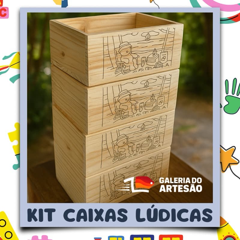 kit Caixas Lúdicas para Colorir - presente|canetinha|dia das crianças
