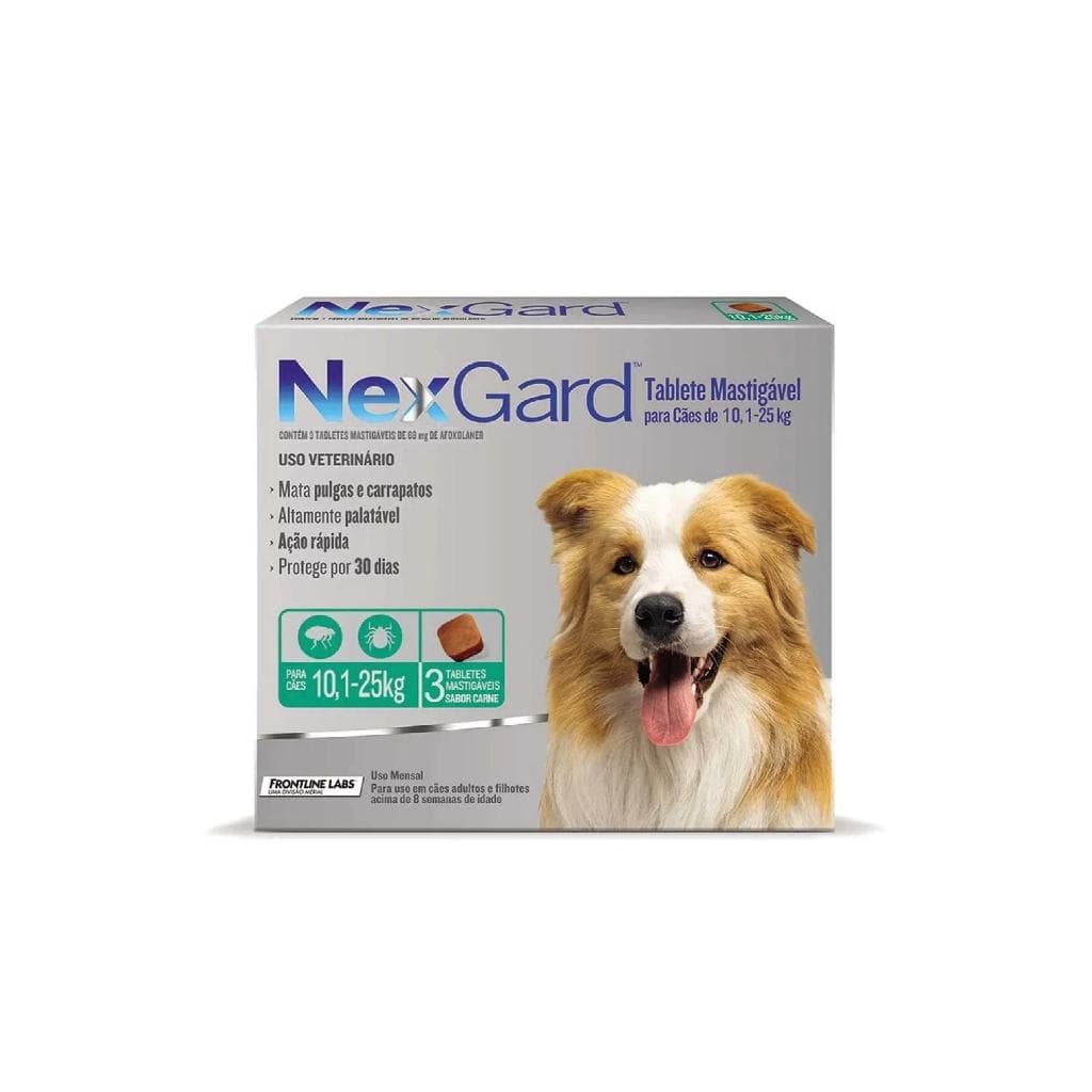 Antipulgas E Carrapatos 10 a 25kg 3 Tablet