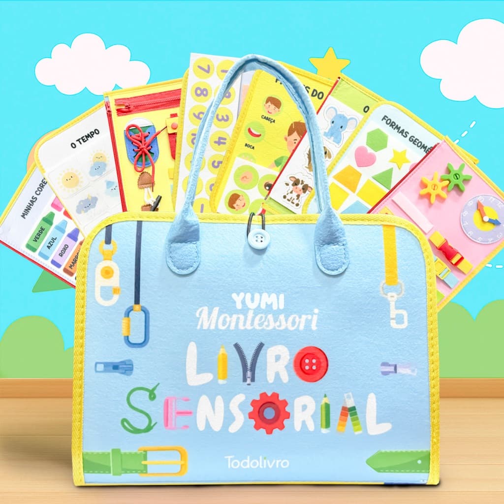 Livro Infantil Maleta Educativa Montessori - Brinquedo Sensorial Educativo Para Bebês e Crianças