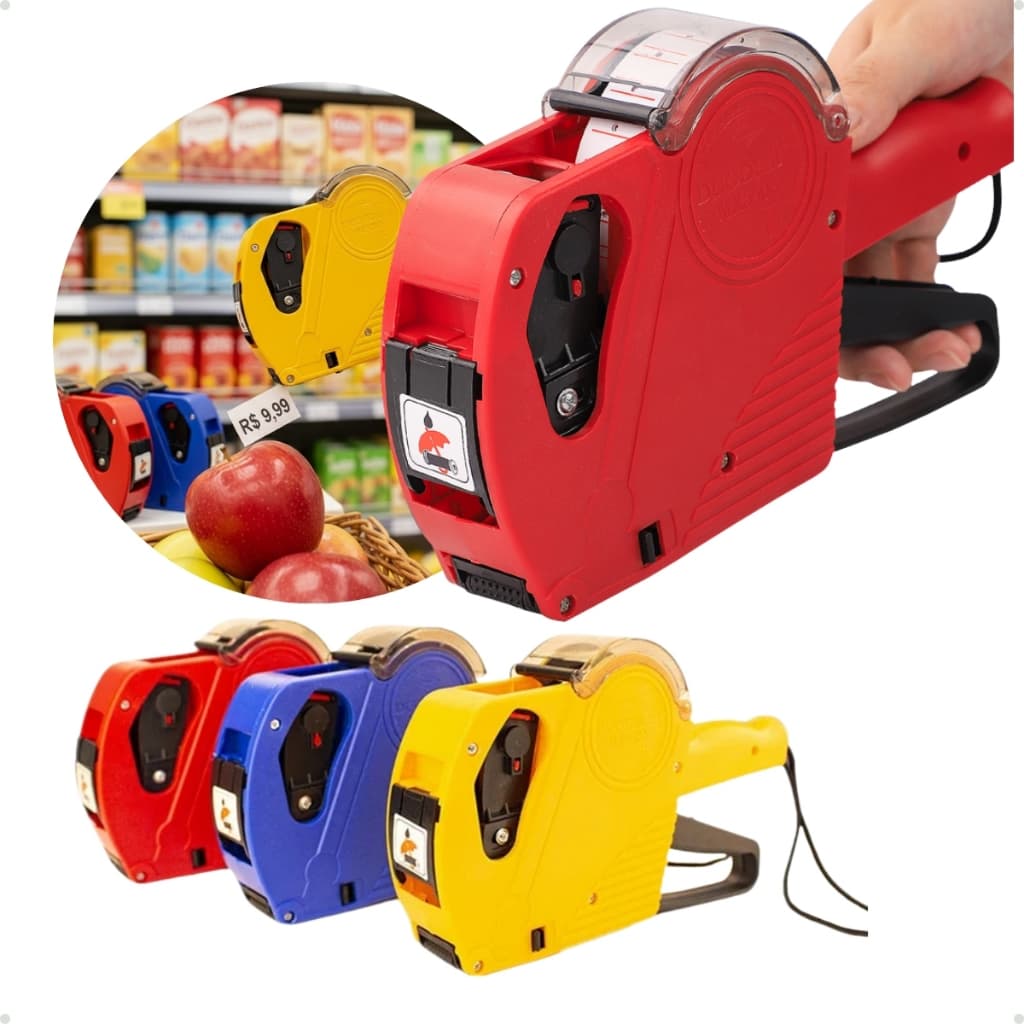 Etiquetadora Manual Rotuladora De Preços 8 Dígitos + Refil + Etiquetas Refil Bobina