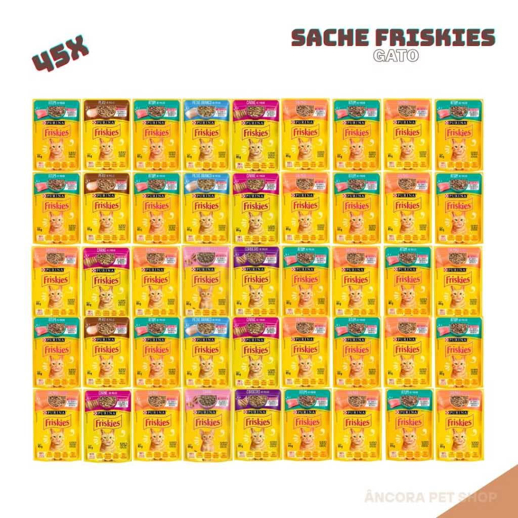 Kit 45 Sachê Friskies Gatos - Sabor Diversos 85g