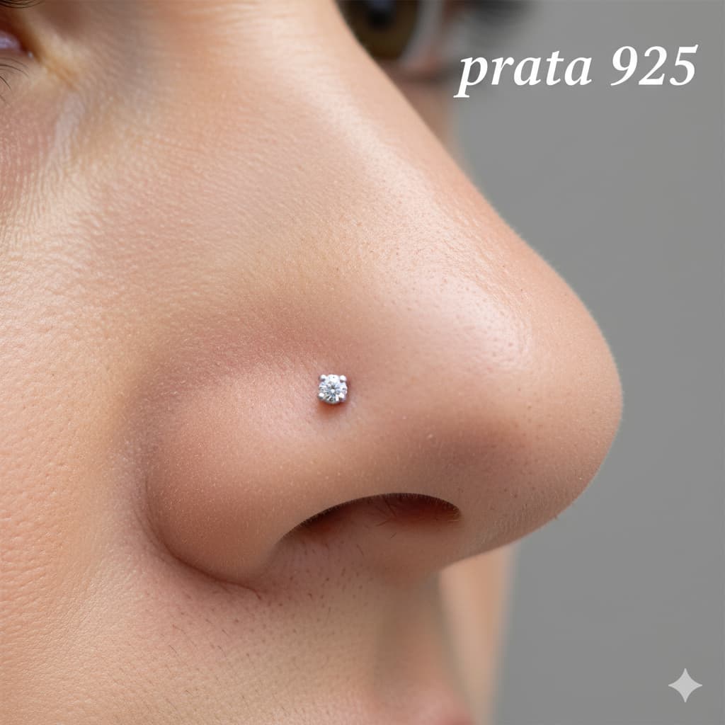 Piercing Nariz Prata 925 Nostril Ponto Luz Zirconia