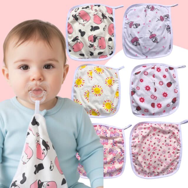 KIT 6-12 PANINHO FRALDINHAS DE BOCA PARA BEBÊ 100% ALGODÃO BABETE PRENDEDOR DE CHUPETA ENXOVAL MATERNIDADE