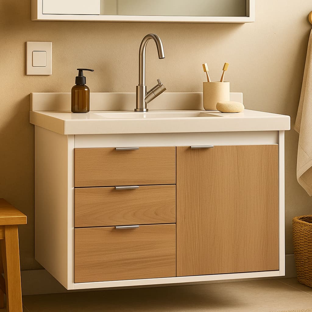 Gabinete Para Banheiro Unik 80cm Com Cuba Suspenso Fimap Diversos Modelos