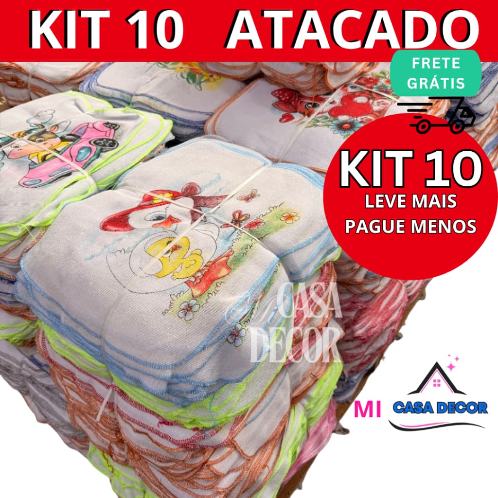 10un. Novo Pano de Prato e Pia Premium 100% algodão 30x38