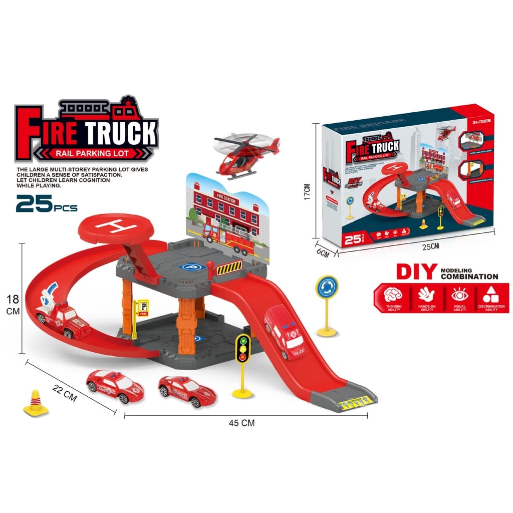 25 Peças Brinquedo de Pistas Estacionamento - Carro + Acessórios Infantis