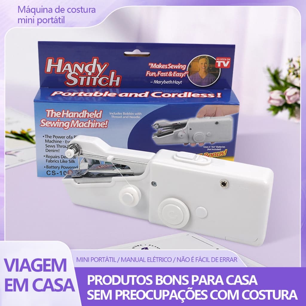 Mini Máquina de Costura Portátil e Sem Fio — Prática, Rápida e Fácil para Roupas e Tecidos