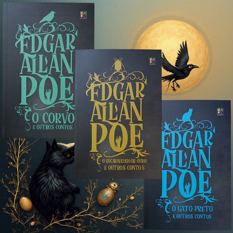 Box Edgar Allan Poe: O gato preto, o corvo e o escaravelho de ouro e outros contos - 3 Livros