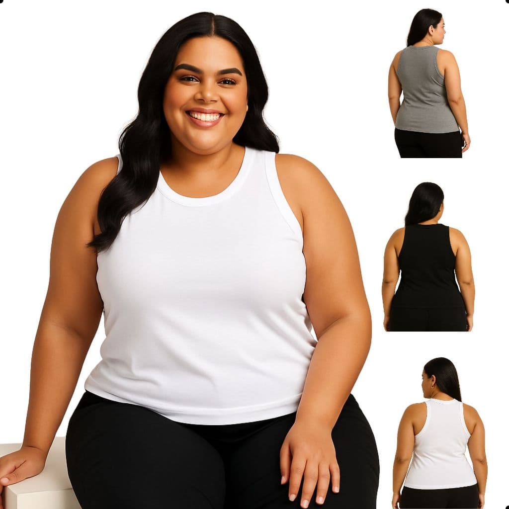 Regata Plus Size de Alcinha GG–G5 básica sem estampa conforto e caimento