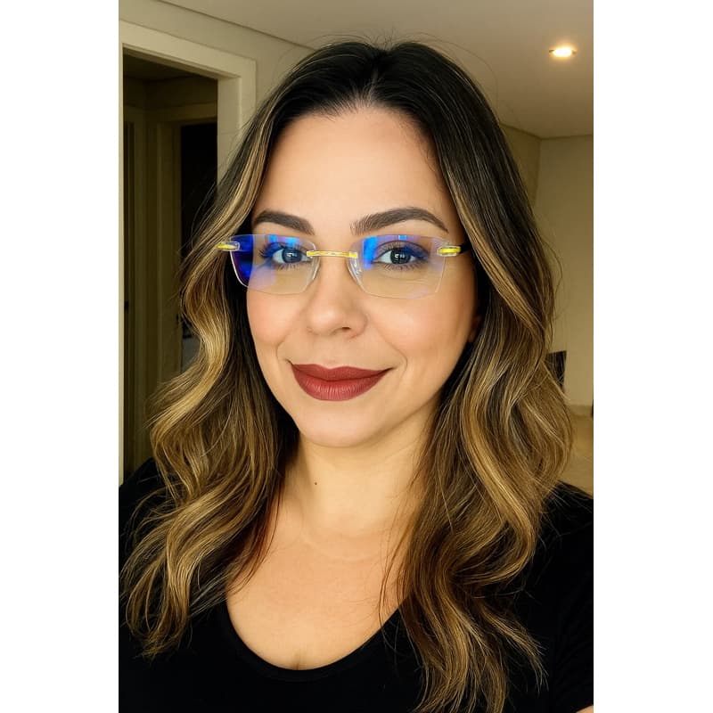 Óculos para leitura com filtro azul armação sem aro transparente unissex