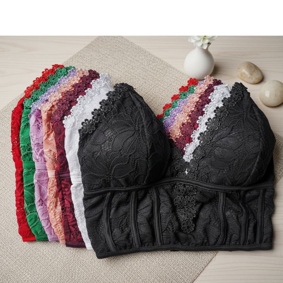 Croppeds Feminino Plus Size em renda com Bojo e Alça Regulável Moda Curve