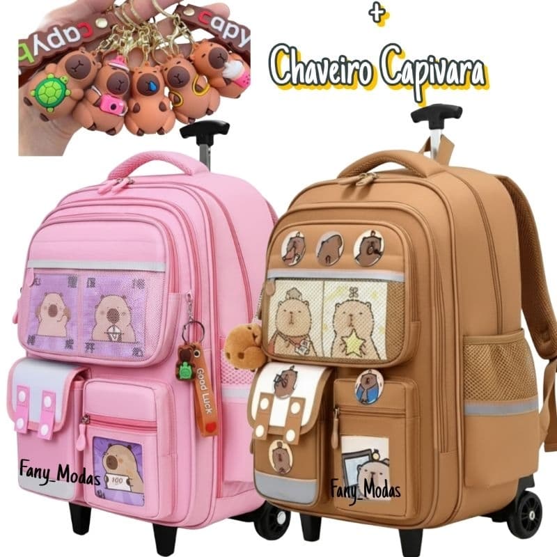 Mochila Escolar  com Rodinha Reforçada + Chaveiro Exclusivo Volta às Aulas