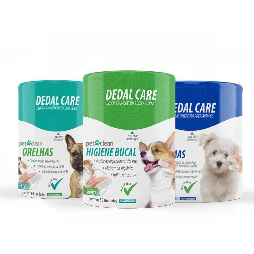 DEDAL CARE HIGIENE BUCAL ORELHAS E LÁGRIMAS P/ CÃO E GATO PET CLEAN