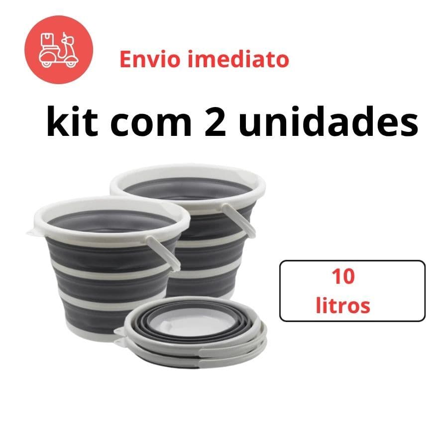 Kit  Com 2 Unidades Balde Retratil De Silicone Dobrável Plástico Resistente.