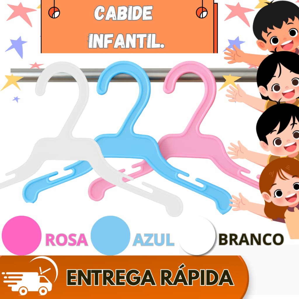 Kit Até 100 Cabide Infantil Para Roupas de Bebê Baby e Pets Ideal Para Enxoval - Cor e Quantidade Desejada