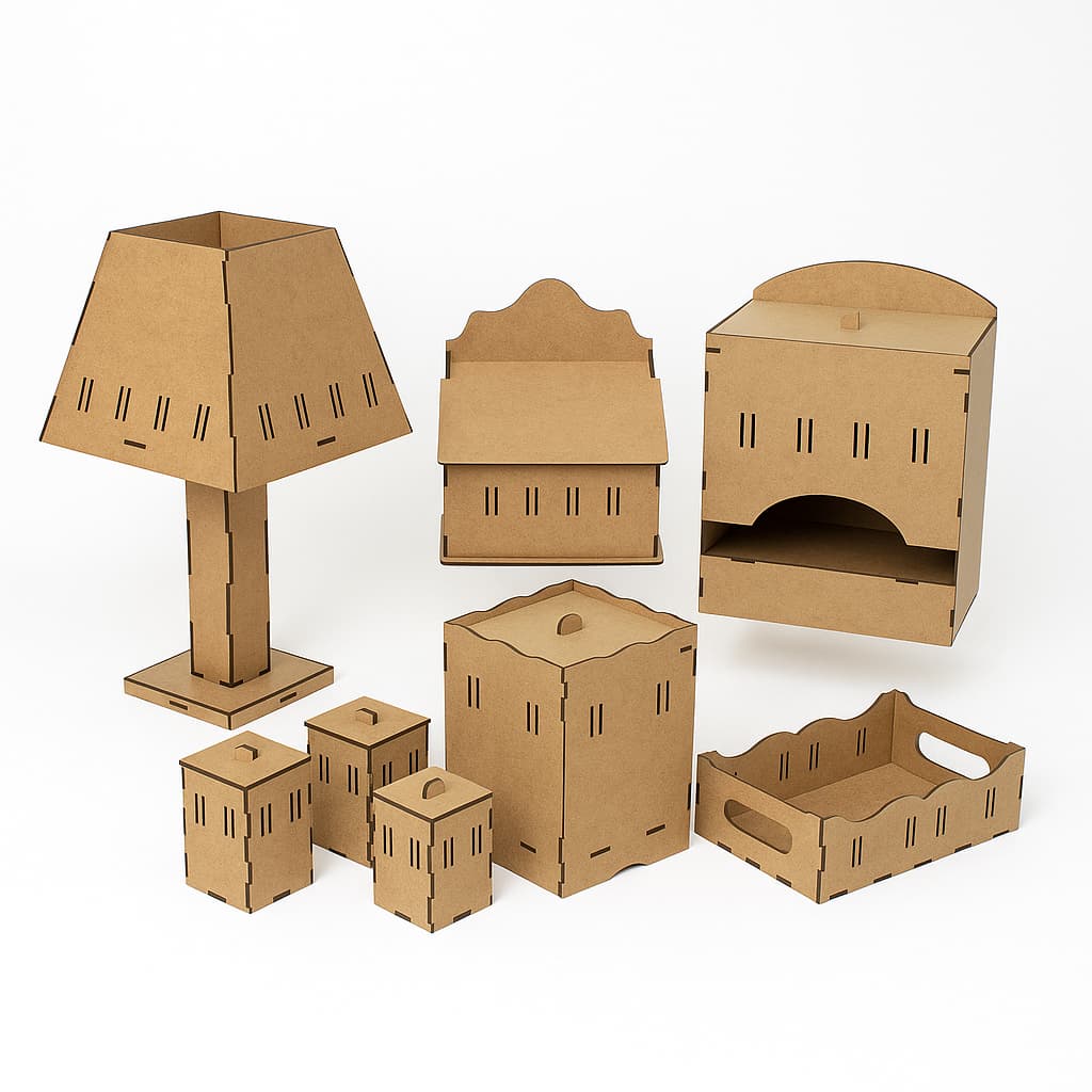 Kit de Higiene Bebe MDF Cru Completo com Passa Fita