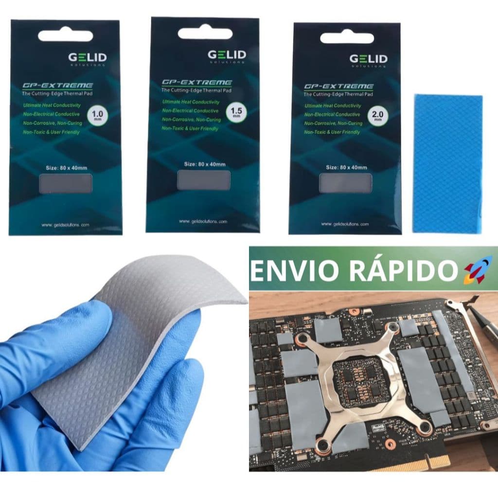 Thermal Pad Gelid Gp-Extreme (15W/mK) - 1.0mm, 15.mm 2.0mm Compatível com CPUs, GPUs e chipsets