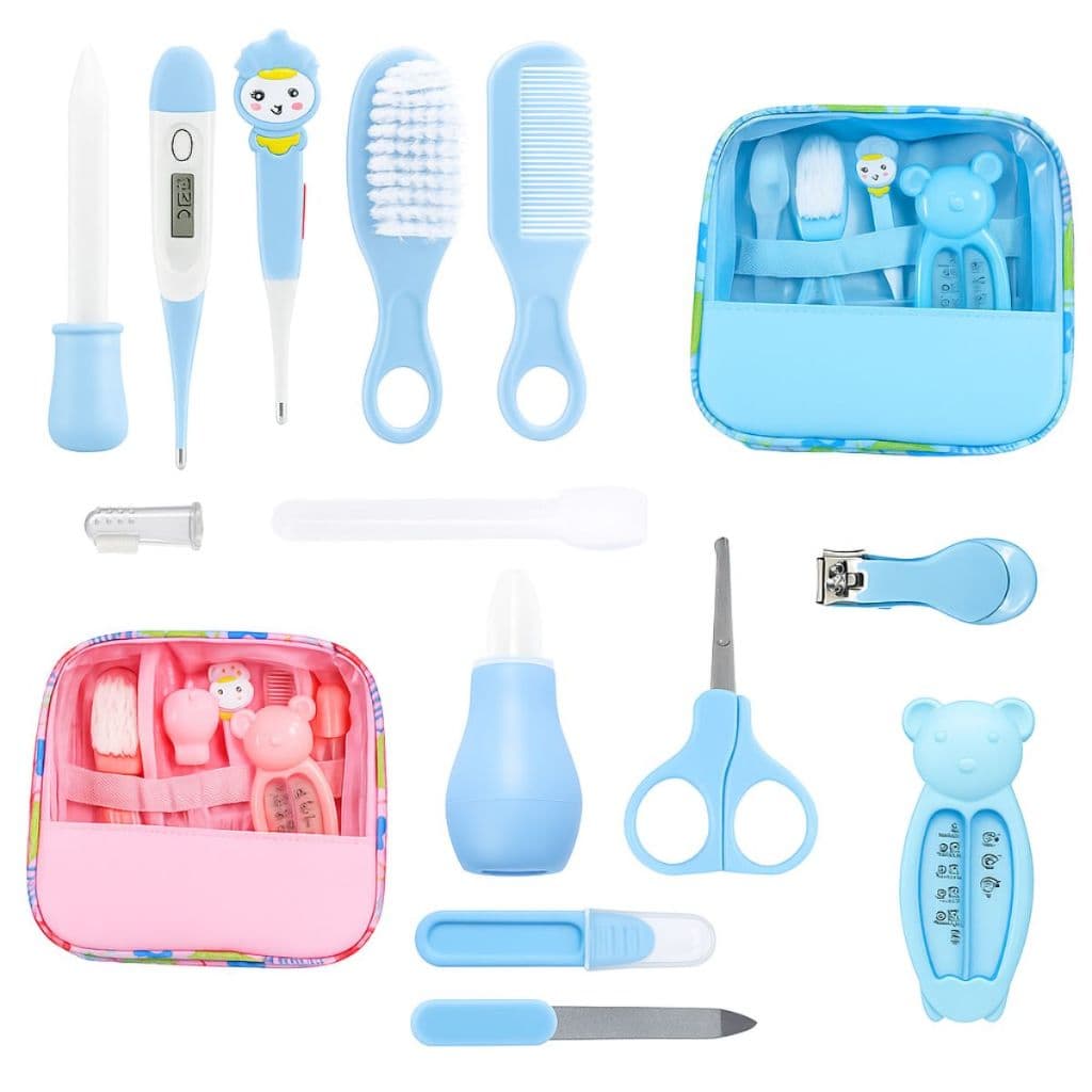Kit Higiene e Cuidados Essenciais Bebê Recém-Nascido 13 Peças Cortador, Escova, Pente