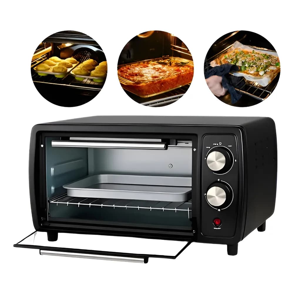 Forno Elétrico 10l 1000w 110V/220V De Bancada Preto Automático Bak Bancada Cozinheiro Compacto C/Timer Desligamento