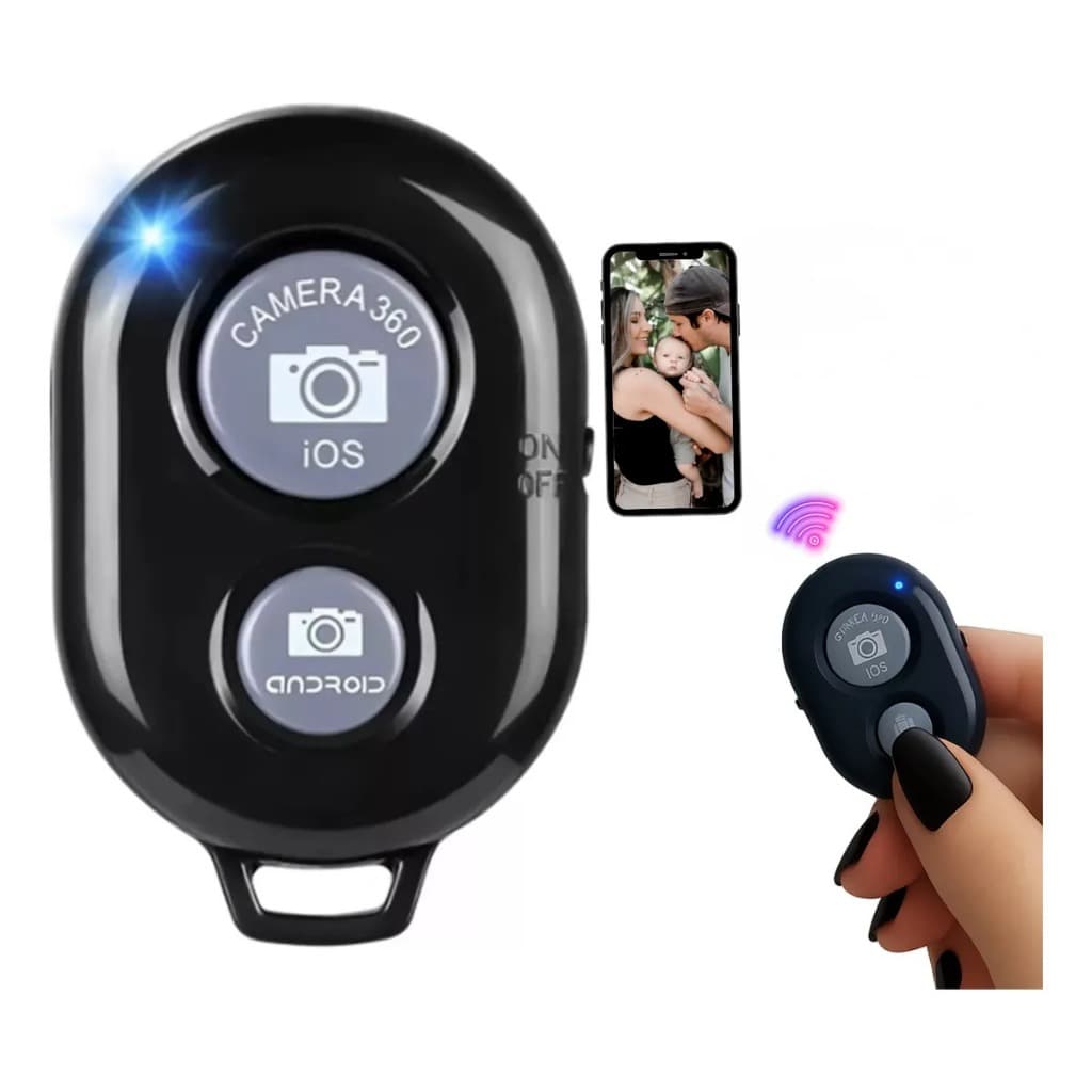 Controle Remoto Bluetooth Para Tirar Foto Conexão 10 metrôs de Distância Cor Preto Android ou IOS