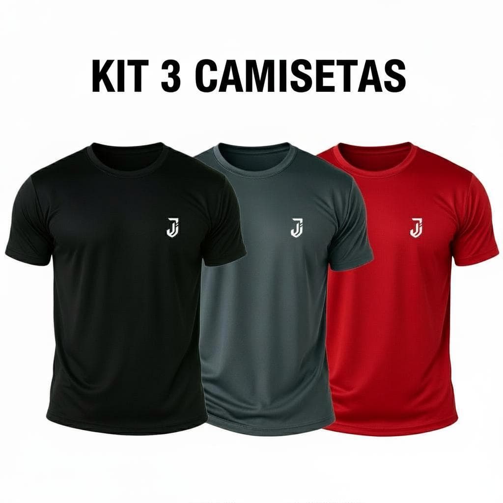 Kit 3 Camisetas Poliéster DryFit Masculina Lisa Academia Corrida Casual Esportes Confortável Atividade