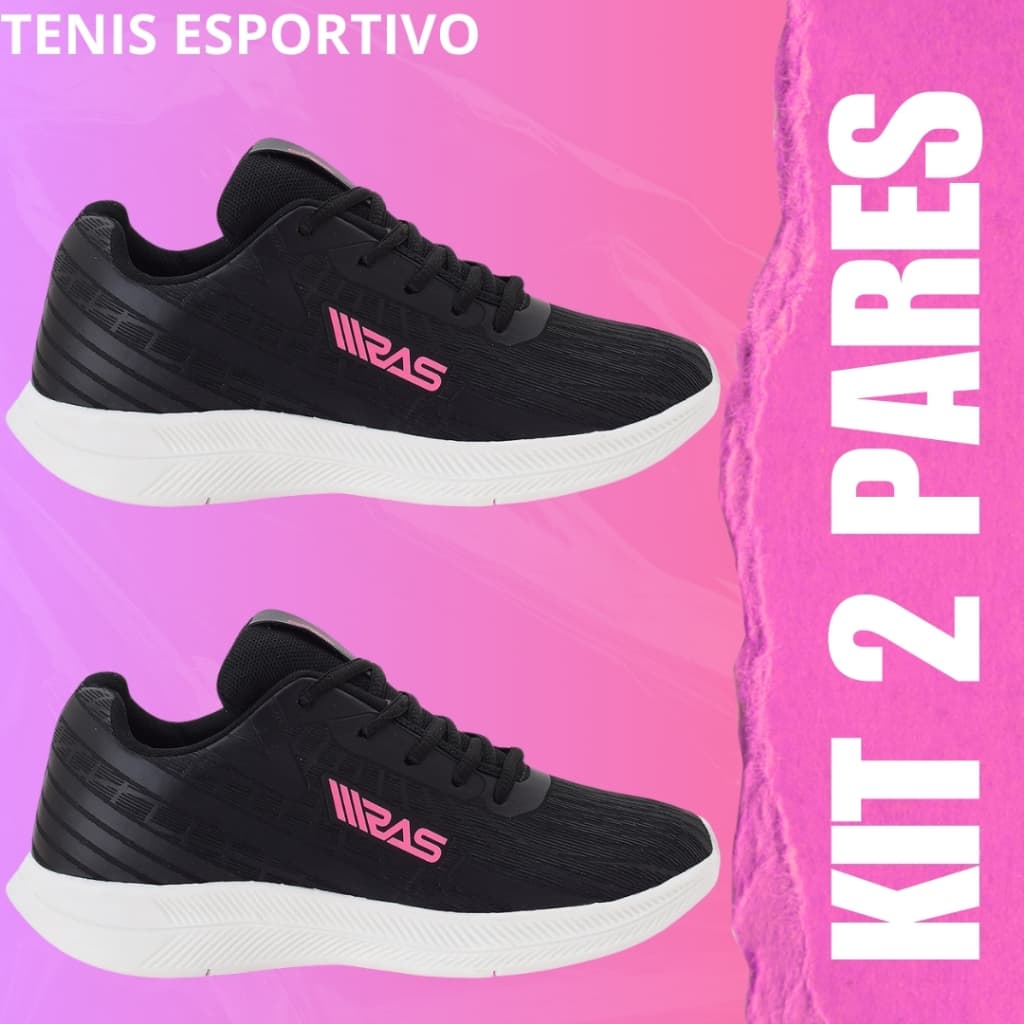 Kit 2 Pares Tenis Esportivo Feminino Masculino Confortavel Macio Leve Academia Corrida Fitness