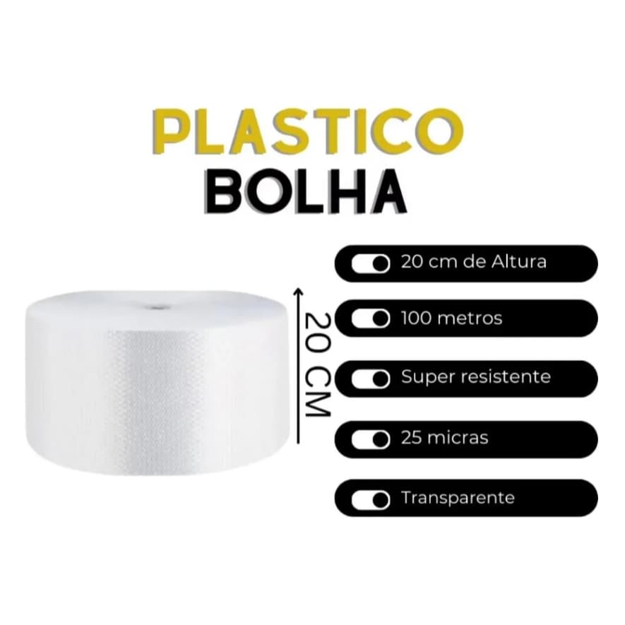 Plástico Bolha 20x100 - EMBALAGENS MATERIAL - ENVIO EM 24 HORAS