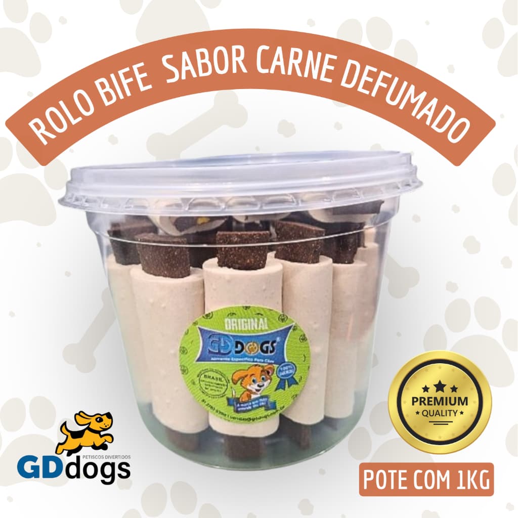 Petisco Para Cachorro - Rolo Bife Defumado sabor Carne