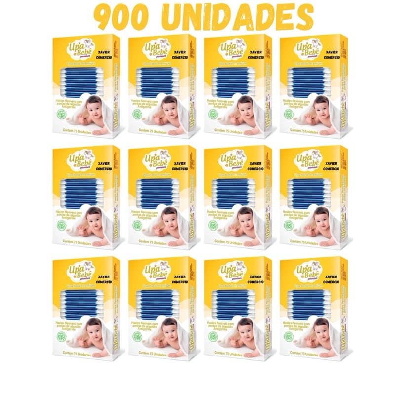 Hastes Flexíveis Cotonete Upa Bebê Com 75 Cotonetes Com Pontas Algodão Natural Antigerme