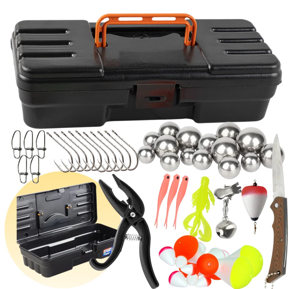 Kit de Pesca Completo Maleta com Acessórios Essenciais Iscas Anzol Boia Pesca Profissional Pesca Rio Lago Portátil