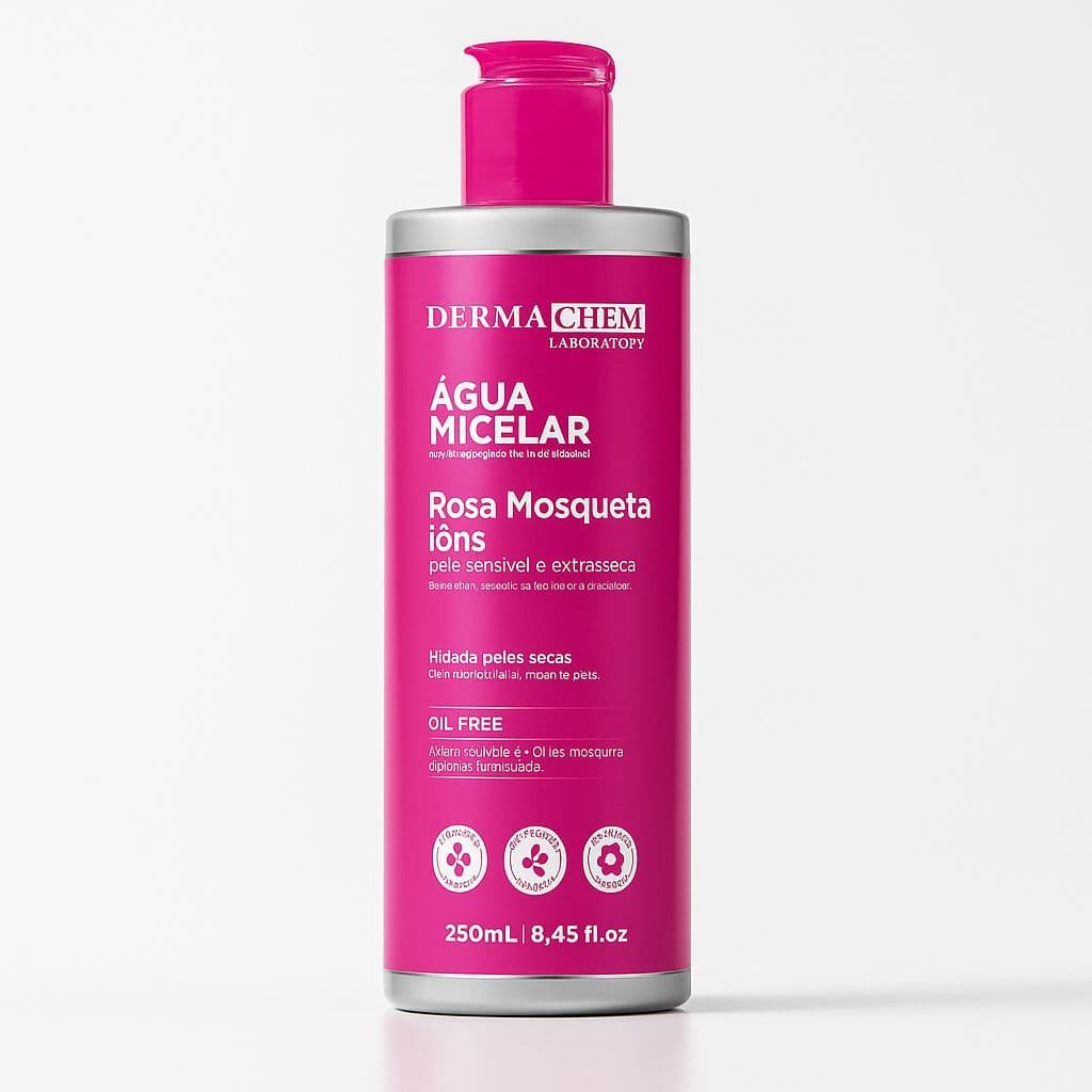 Agua Micelar Rosa Mosqueta Dermachem Limpeza Facial e Hidratante 200ml