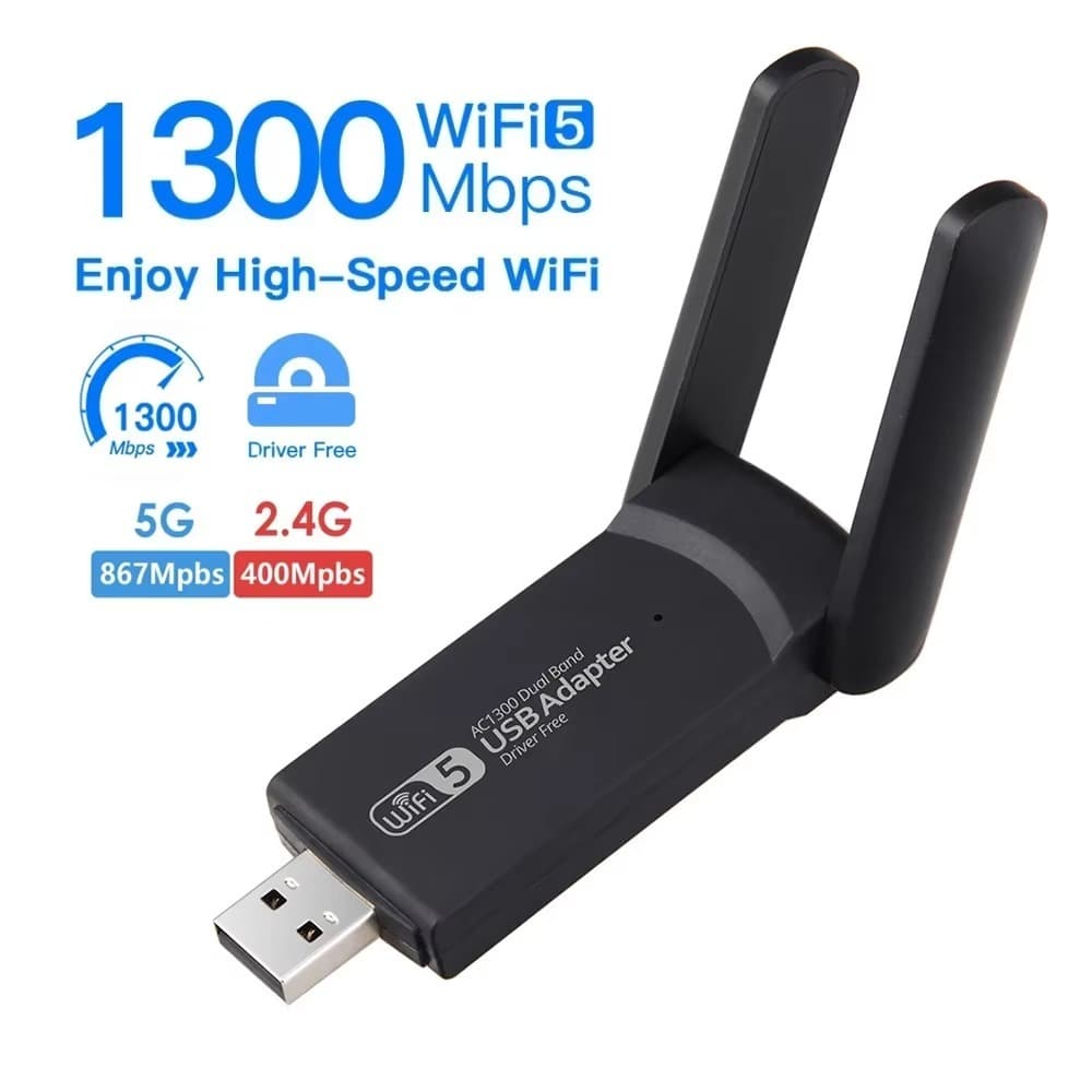 Adaptador Receptor Usb 3.0 Wifi 5 Dual Band Wireless 1300mbps Duas Antenas
