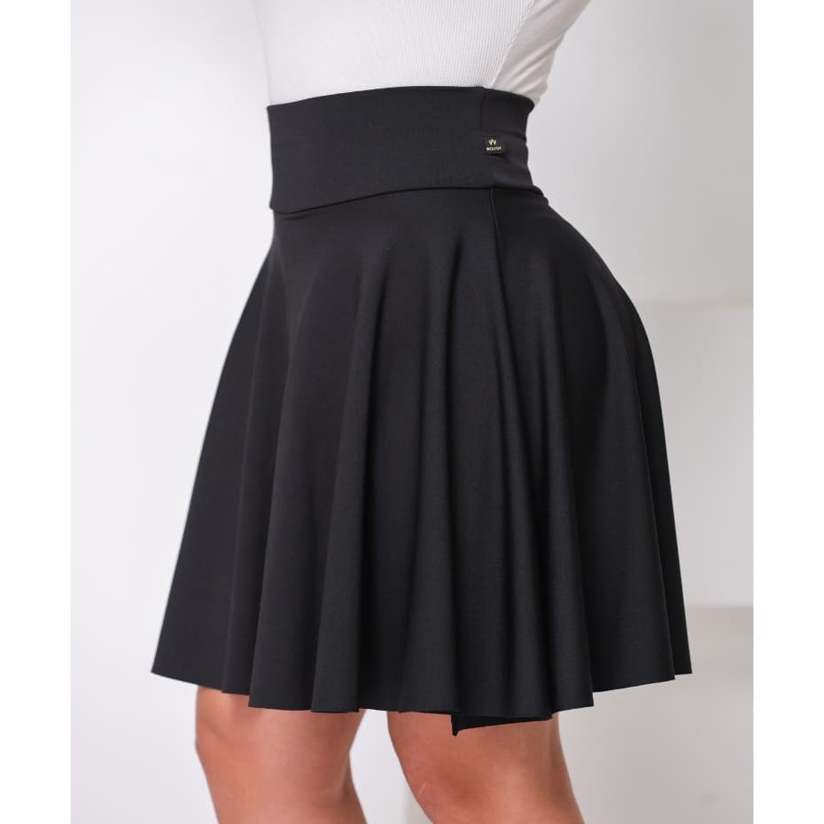 Short Saia Babado Comprimento Longo /Moda Evangélica Cos Alto