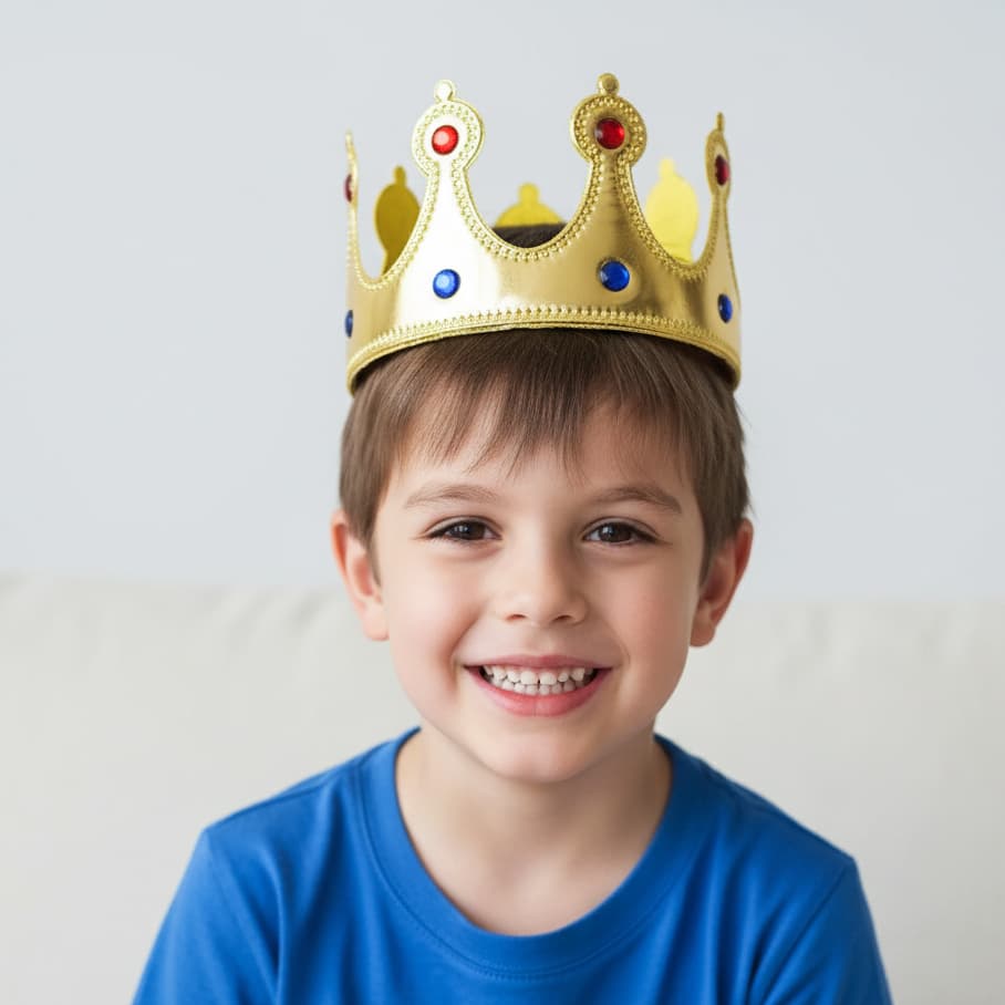 Coroa Rei/Rainha Dourada Tecido Festa Fantasia Poliéster Infantil