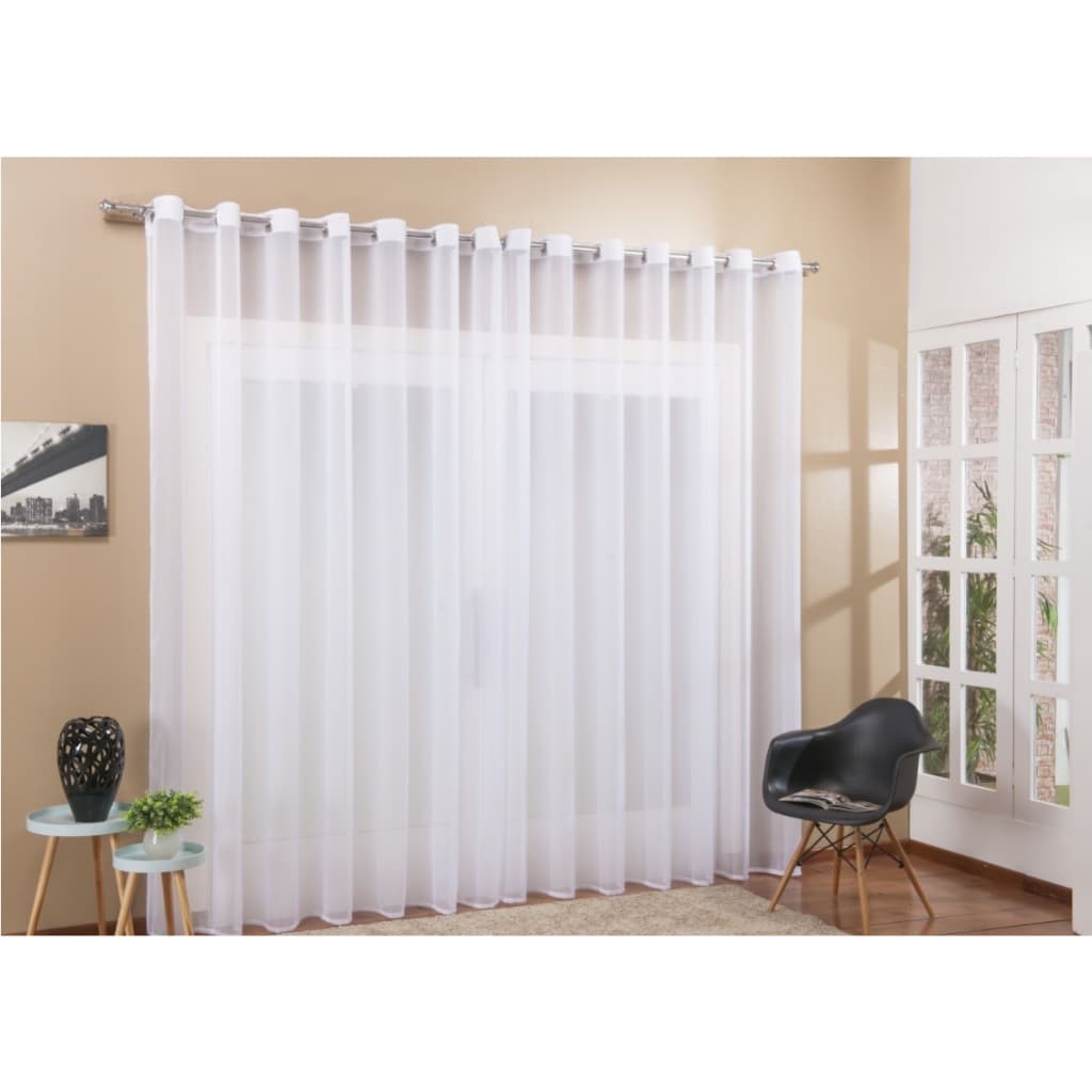 Cortina de Voil Básica Transparente Varão Ilhóses Luz Natural para Salas ou Quartos