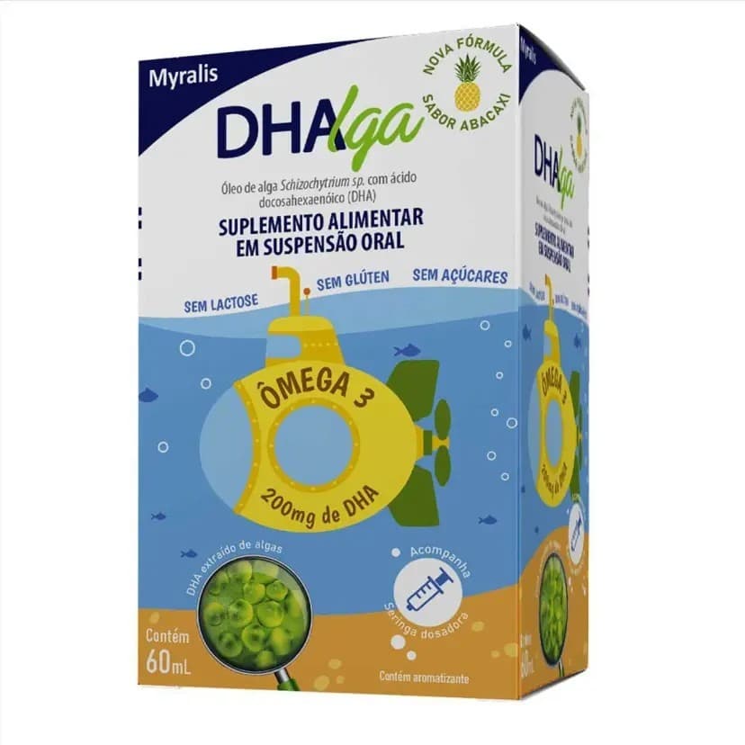 Dhalga ÔMEGA 3 Microalgas Sabor Abacaxi Alivia 60ml + 12ml Grátis