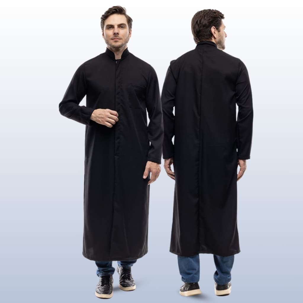 Balandrau Maçônico Tradicional em Gabardine Preto | Roupa Ritualística com Corte Moderno