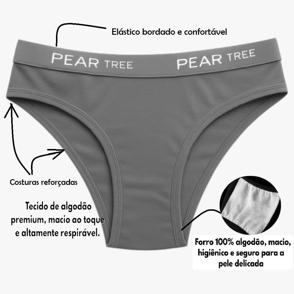 Kit Calcinha Algodão Conforto Tanga Cotton Cós Largo Feminina