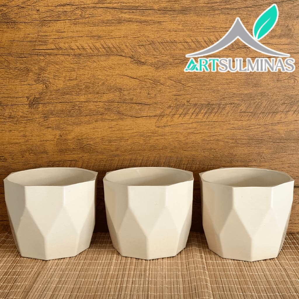 Kit 3 Vasos Cachepô N3 decorativo para plantas e flores para centro de mesa casa sala cozinha