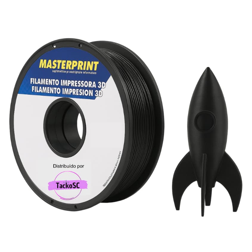 Filamento PETG MasterPrint Premium 1Kg 1.75mm Impressora 3D Alta Resistência e Brilho Preto e Branco