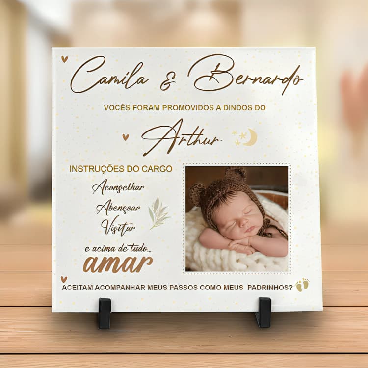 Azulejo Personalizado Convite para Dindos/Dindas | Padrinhos/Presente - Envio Imediato