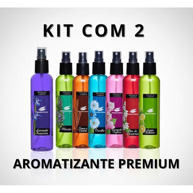 Kit 2 Aromatizadores Perfume de Ambientes 200ml Spray Amazônia Aromas Cheirinho para Casa Loja