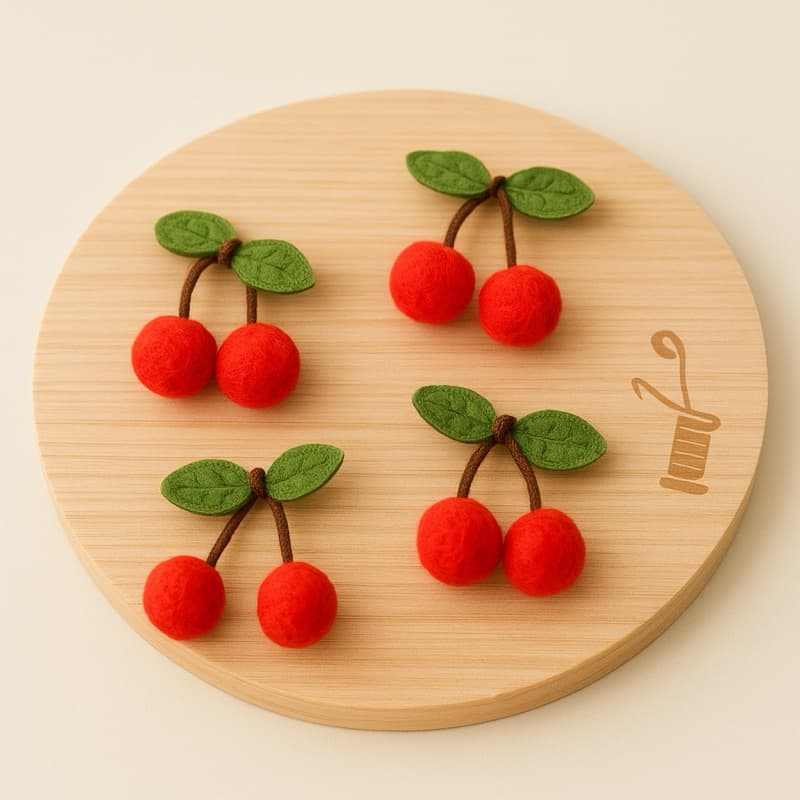 Aplique cereja Pompom 10und e 100und em poliéster